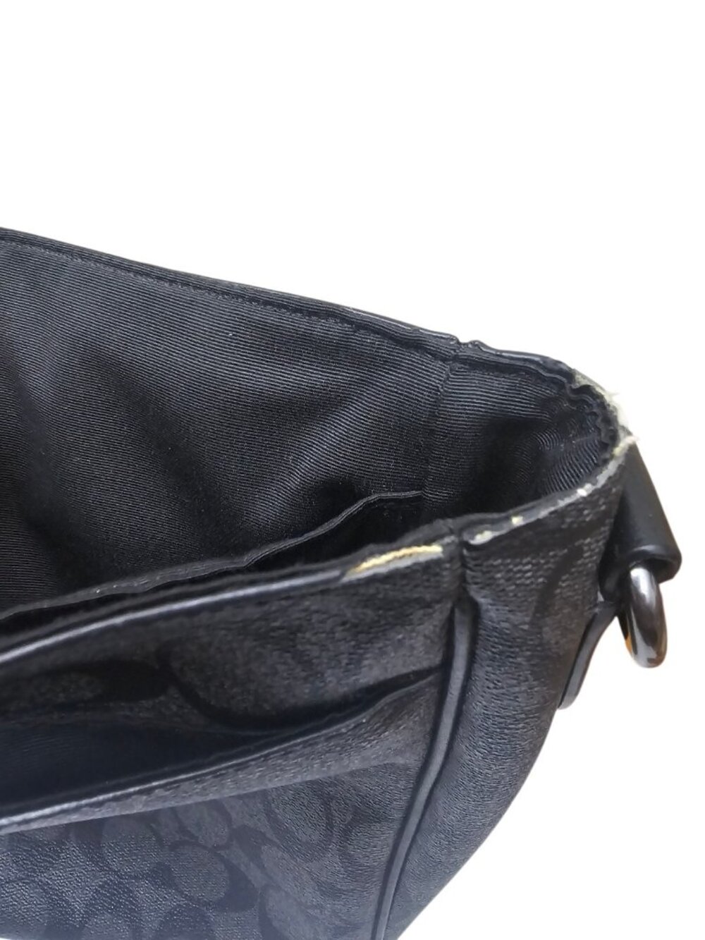 Coach Signature Monogram Crossbody Messenger Bag Black Charcoal Leather f54771 - Picture 6 of 14